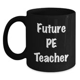 Funny PE Teacher Gifts for Men, PE Teacher Black Coffee Mug, Christmas Unique Gifts from Friends, Inspirational Quote 'I'm not lazy, I'm just conserving energy' - Main